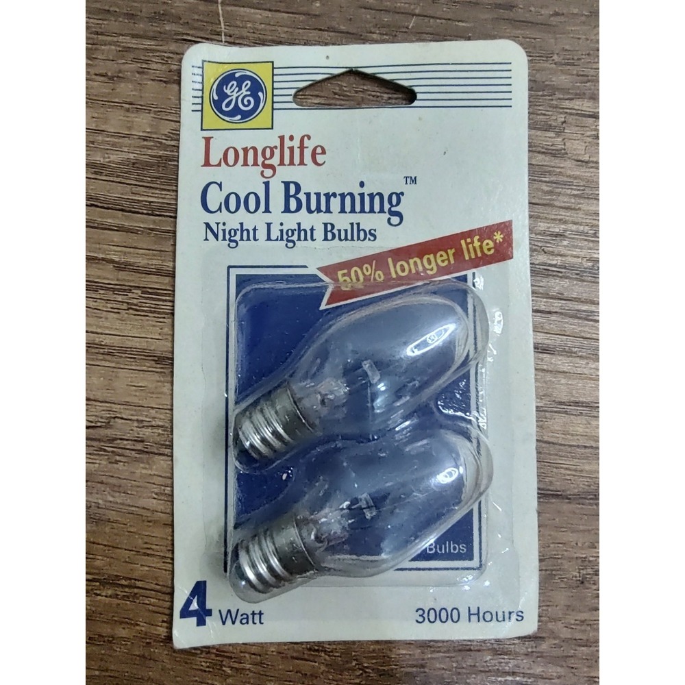 2 GE Cool Burning Night Light Bulbs NOS A15
